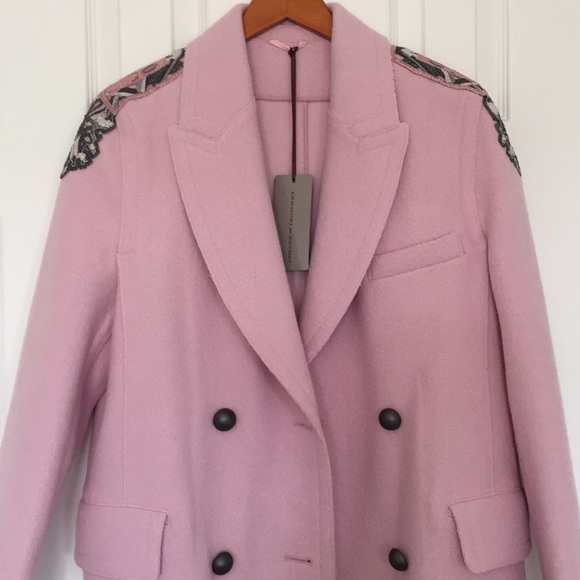 ERMANNO SCERVINO Pink double-breasted embellished coat - Picture 6 of 8